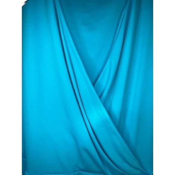 Talbots Aqua Turquoise Blue Dress Plus Size 18 18P Petite Sleeveless V Neck - Picture 3 of 7